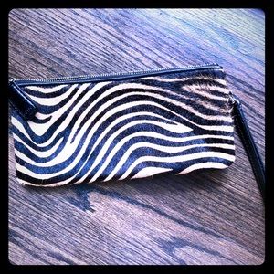 DKNY Zebra Print Leather Clutch